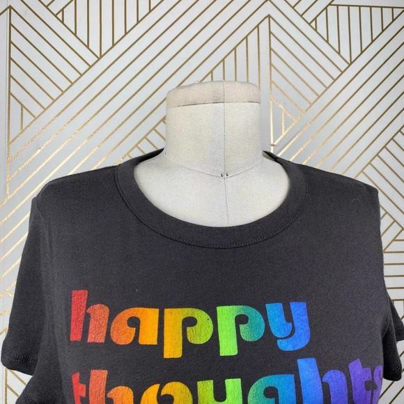Chaser Happy Thoughts All Day Black Rainbow Tee - Picture 3 of 9